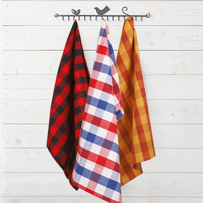 Urban Villa Kitchen Towels 100% Cotton Dish Towels for Kitchen (Set of 12) 20”x30” Dish Cloths Highly Absorbent Kitchen Linen Set with Hanging Loop Perfect for Drying Dishes Cleaning – Multi Color