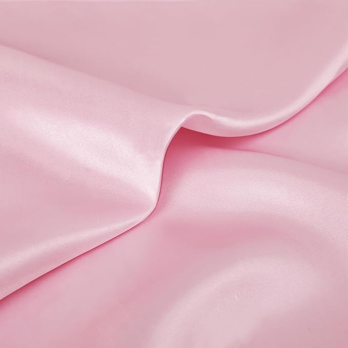 KKJIAF Light Pink Silky Satin Napkins (12 Pieces, 17x17 Inches),Washable Polyester Square Table Napkins for Wedding Dinner Party Decoration