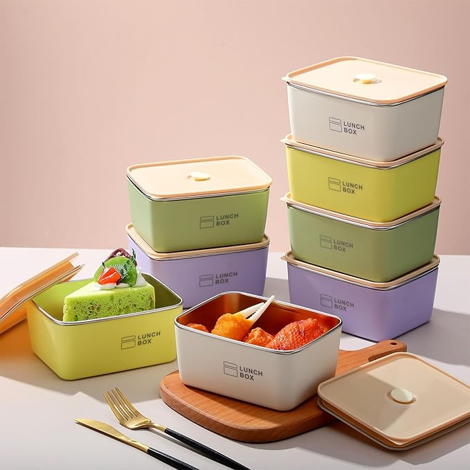 Blushtier 8 Pcs Stainless Steel Food Storage Containers with Lids 20 oz Metal Snack Containers Box for Dishwasher Freezer & Microwave Safe, Stainless Steel Lunch Box for Meal Prep, Leftovers