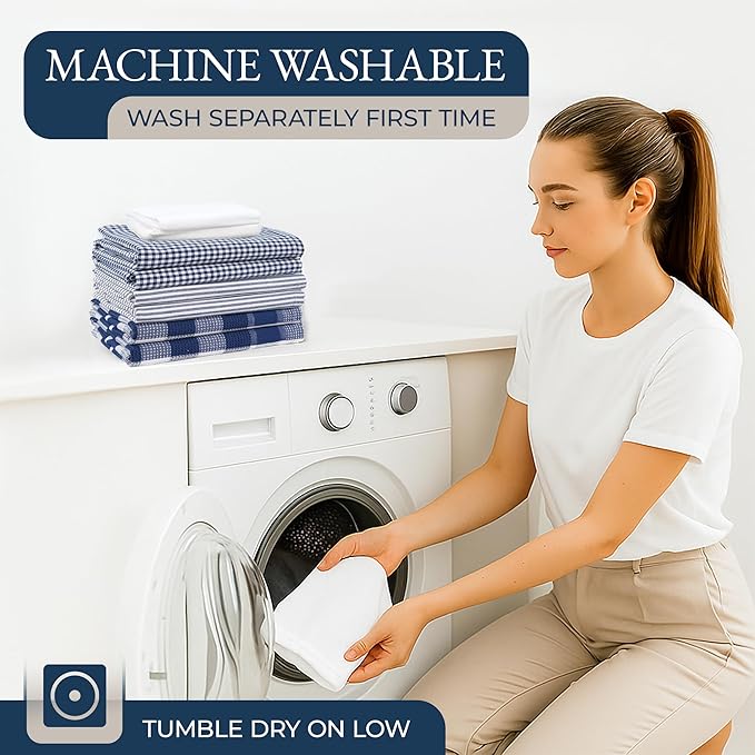 LANE LINEN Flour Sack Dish Towels Set - 20 Pc Kitchen Towel Set with Pot Holders and Oven Mitts,100% Cotton Kitchen Towels, Absorbent Dish Towels: Indigo