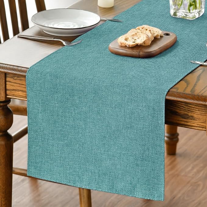 Artoid Mode Turquoise Aqua Table Runner, Seasonal Summer Washable Kitchen Dining Table Decoration for Home Party Decor 13x90 Inch