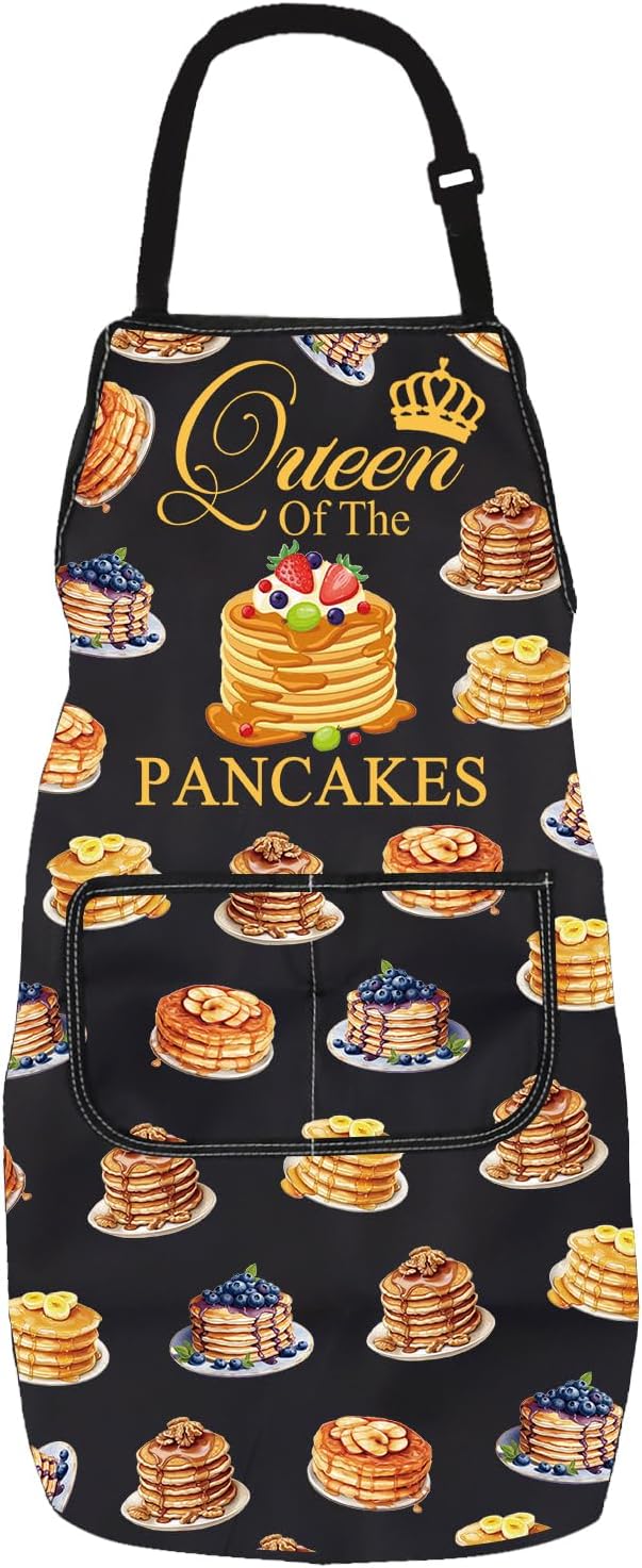 PXTIDY Pancake Inspired Gift Queen Of The Pancake Cooking Baking Apron Culinary Student Gift Bakery Apron