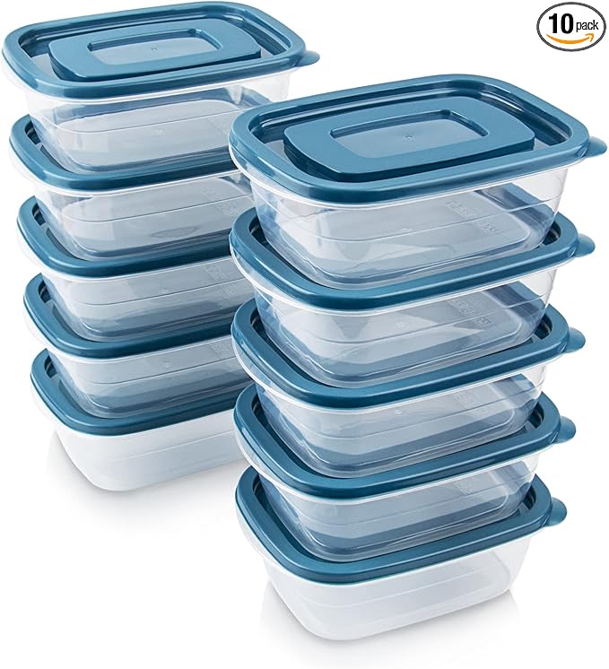 PEDECO 10PCS Food Storage Containers,Freezer Microwave safe,Food Container Sets,BPA Free Plastic Meal Prep Containers & Kitchen Set,Lunch Containers,use for School,Work and Travel,0.53 Quarts Per Box.