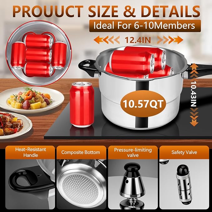 pressure cooker 10 qt All Stovetops Induction Compatible Thickened Pressure Cooker with Spring ollas de presión para cocinar pressure cooker 10.57 qt Aluminum