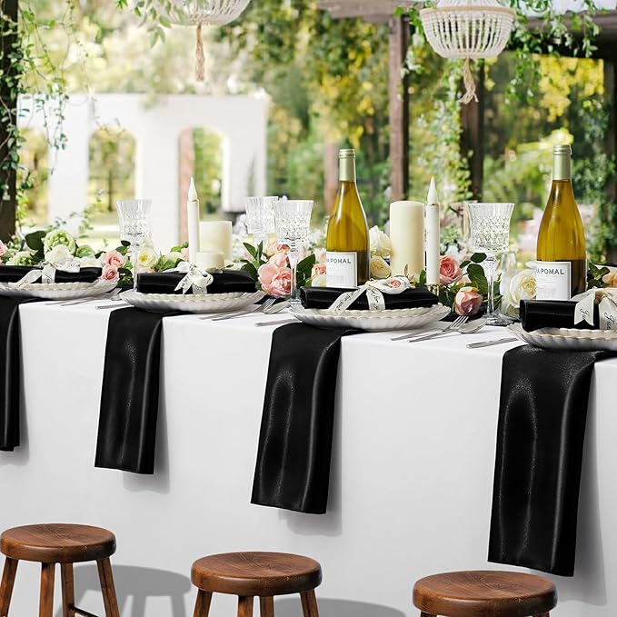 KKJIAF 50 Pack Black Square Satin Napkins 17x17 Inch Soft Smooth Cloth Napkins，Silky Table Napkin for Wedding Banquet Party Decoration