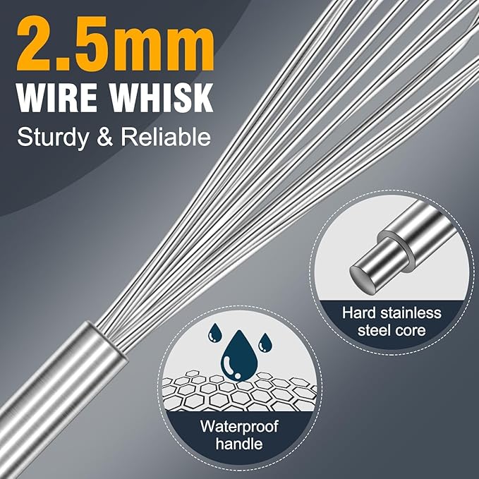 Eddeas 17in Large Whisk,Heavy Duty whisk, Stainless Steel whisk Suitable for Mixing Thick batter, Dry Ingredients and Seasonings.Accessories for professional commercial kitchens.