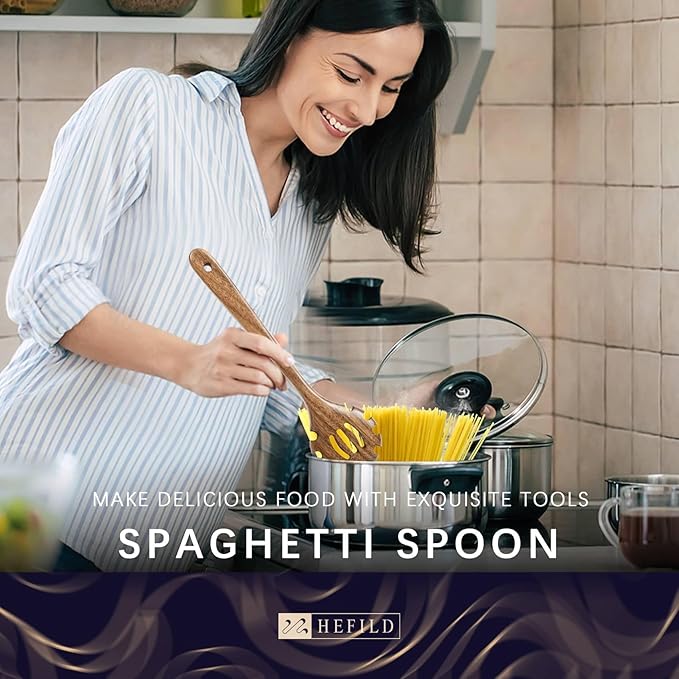 Wooden Spoons for Cooking, Nonstick Cooking Utensil Set with 8 Piece Acacia Wooden Spatulas and Spoons, as well as a Extra Whole Wood Spoon Rest, Terrific for Everyday Kitchen Tasks
