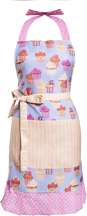 Lovely Flower Pattern Retro Aprons With Large Pockets for Women Girls Cooking Kitchen Bakery Mother's Gift