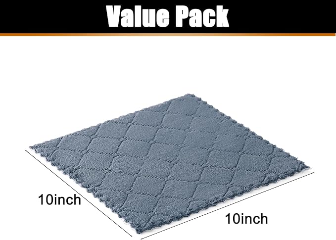 Mordimy 24 Pack Kitchen Cloths Dish Towels (10" x 10", Dark Grey & White), Super Soft and Absorbent Dish Cloths, Coral Velvet Microfiber Cleaning Cloth, Nonstick Oil Fast Dry Dishcloths