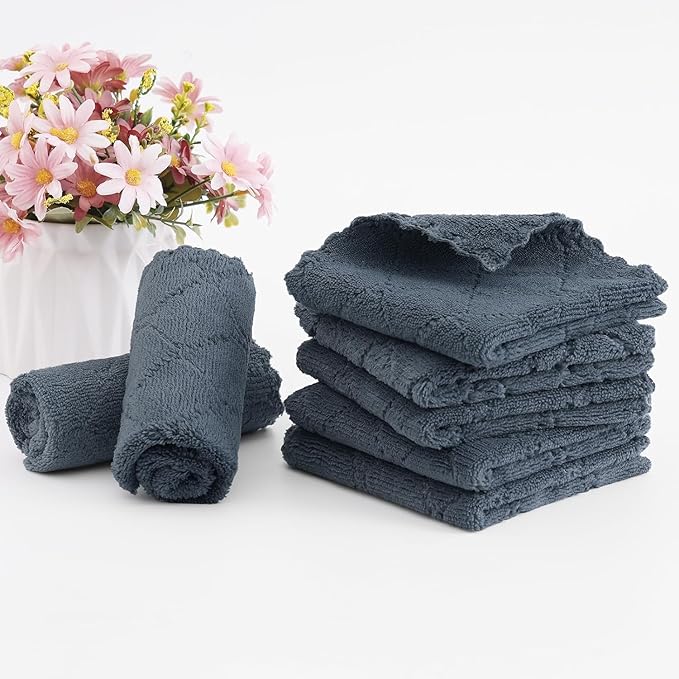 Homaxy 18 Pack Kitchen Dish Cloths (10 x 10 Inches, Dark Grey), Super Soft and Absorbent Coral Velvet Dish Towels, Nonstick Oil Fast Drying Microfiber Cleaning Cloth, No Lint Household Dishcloths