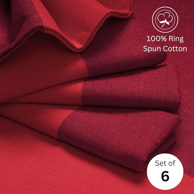 Set of 6 Cloth Dinner Napkins 100% Cotton - Soft Durable Washable - for Dining Parties Weddings Christmas Easter and Everyday Use Farmhouse Table Cloth Napkins 18x18 Inch Red
