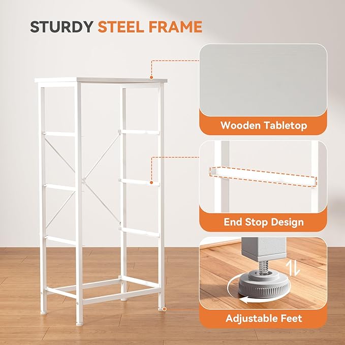 Sweetcrispy 4 Fabric Drawer Small Dresser, Bedside Nightstand with Wooden Top Sturdy Frame, Entryway Closet Bedroom Storage Cabinet Furniture for Dorm,White