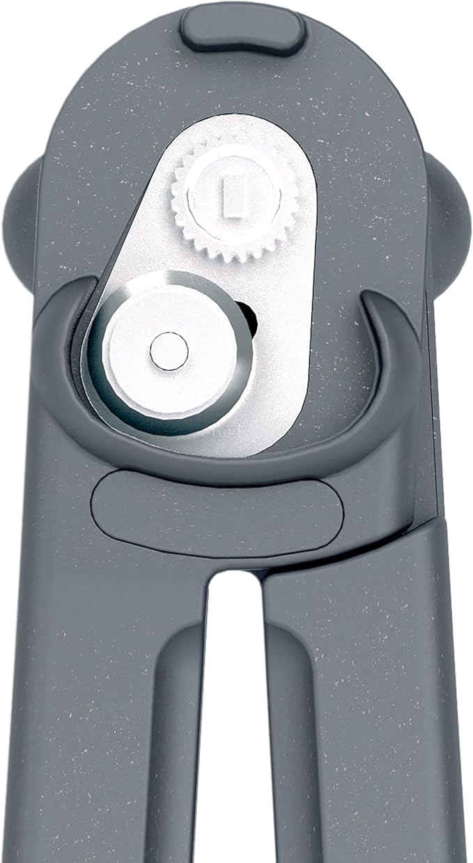 Zyliss MagiCan Manual Can Opener – Ergonomic Gray Handle with Lid-Release for Hands-Free Disposal – Stainless Steel Cutting Wheel, Compact Design, Left or Right-Hand Use – 5-Year Guarantee