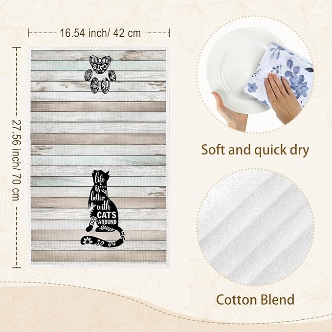 Funny Black Cats Microfiber Kitchen Towels, Soft Absorbent Hand Towel 15.7 × 23.6 Inch, Thick Dish Cloth for Party Anniversary Holiday Decoration, Housewarming Gifts for Mom
