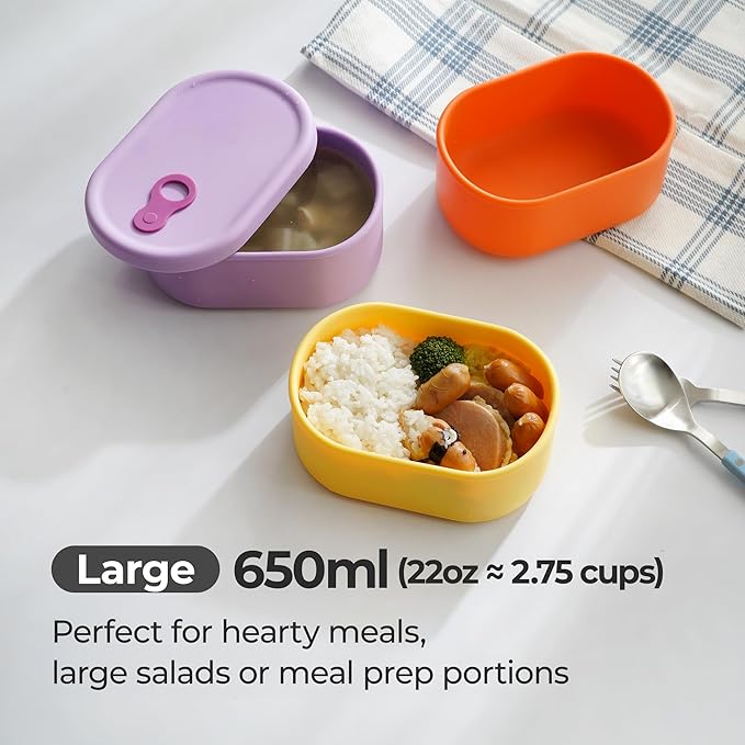 Premium Korean-Made Silicone Airtight Food Container with Steam Vent – BPA Free, Leakproof, Microwave & Freezer Safe Meal Prep. & Leftovers Storage (Mango Yellow, 22 floz)