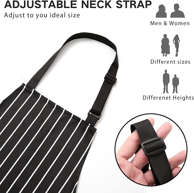 BeLuyi 2 Pack Adjustable Bib Apron with 2 Pockets Chef Cooking Kitchen Restaurant Aprons for Women Men