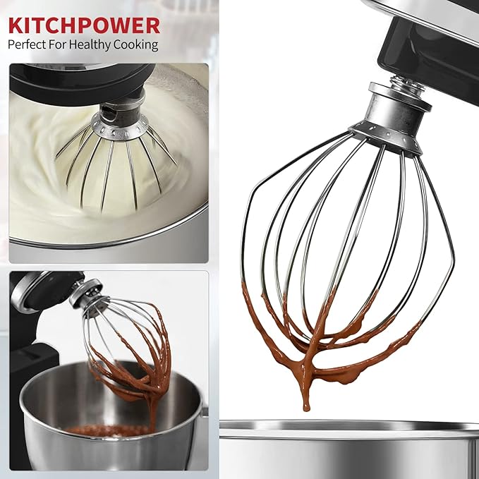 KITCHPOWER K45WW Wire Whip Attachment for Tilt-Head Stand Mixer for KitchenAid Stainless Steel Egg Cream Stirrer, Flour Cake Balloon Whisk