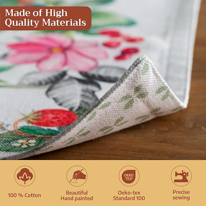 Maison d' Hermine Placemats Set of 4 100% Cotton Washable Cloth Place Mats Reusable Table Mats for Kitchen Dining Party Wedding Gifts for Mothers Day Spring/Summer (Printemps, 13" x 19")