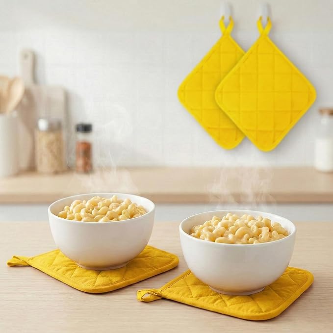 Lobyn Value Packs Economical Lightweight Bulk Potholders Ten (10) Pack Everyday Quality 6.5" Square Perfect for Craft Projects Yellow
