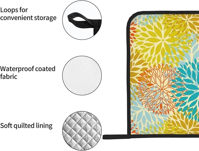 Pot Holders Set of 2 Heat Resistant & Non Slip Potholders, Cute Floral Oven Hot Pads with Pockets for Kitchen Cooking Baking Barbecue