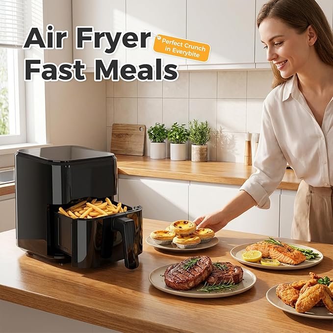 NEWBULIG Air Fryer, Compact Digital 3 Qt Airfryer with Nonstick Plate & Dishwasher Safe Basket, Quick Easy Meals, Features Auto Shutoff and Simple Touchscreen, Ideal for Small Spaces