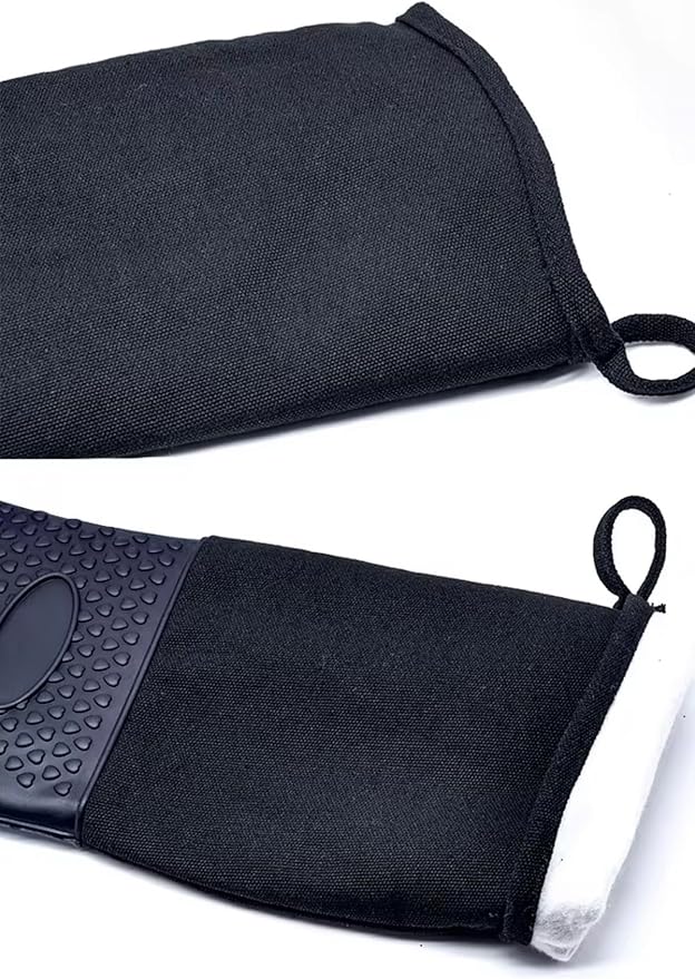 A Pair of Extra Long Non Slip Silicone Oven Mitts/Gloves, Heat Resistance,for Kitchen/BBQ, Black.19 inch