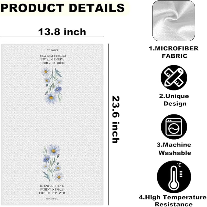 2 Pcs Bible Verse Kitchen Towels, Absorbent Soft Microfiber Towel for Bathroom Kitchen, Friendship Tea Towels, Dish Cloths for Washing Dishes, Christmas Christian Gifts for Women Friend 4