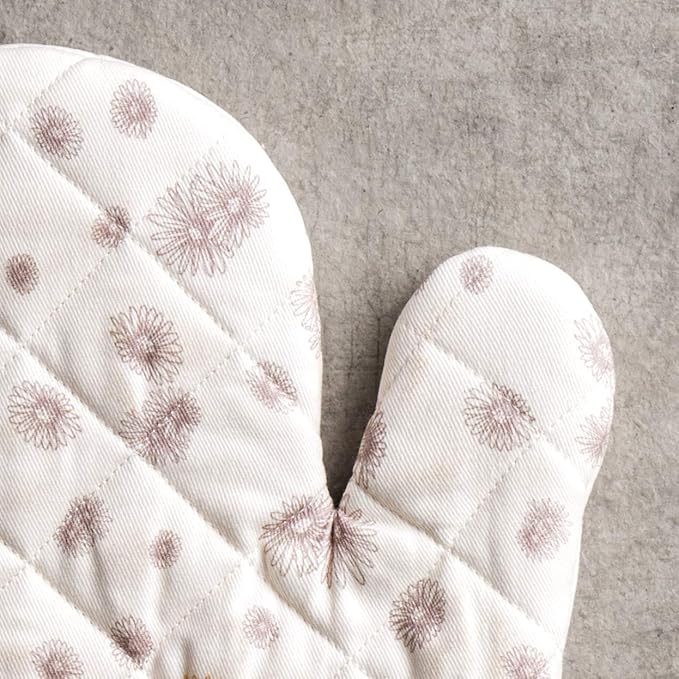 Maison d' Hermine Oven Gloves 100% Cotton Oven Mitt 7" x 13" with Loop Heat Resistant BBQ Cooking Gloves for Thanksgiving Christmas Decorations Baking Handling Hot Pans (Pack of 1, Bagatelle)