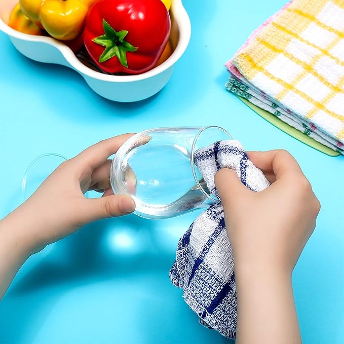 Boao 12 Pieces Kitchen Dish Cloths, Cotton, 4 Color, Square, 12" x 12", Absorbent, Reusable, Machine Washable, Kitchen Household Supplies