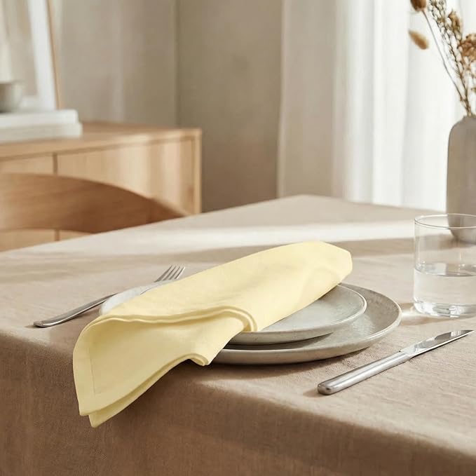 Urban Villa Cloth Napkins Yellow Dinner Napkins Set of 12 (20X20) 100% Cotton Absorbent Washable Durable Reusable Cloth Napkins Ideal for Easter Decorations Hotel Collection Farmhouse Parties Napkins