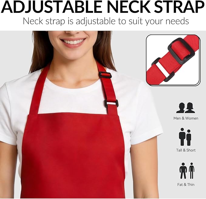 Large Chef Apron for Men and Women, Cooking Kitchen Aprons with 2 Large Pockets Water Oil Resistant