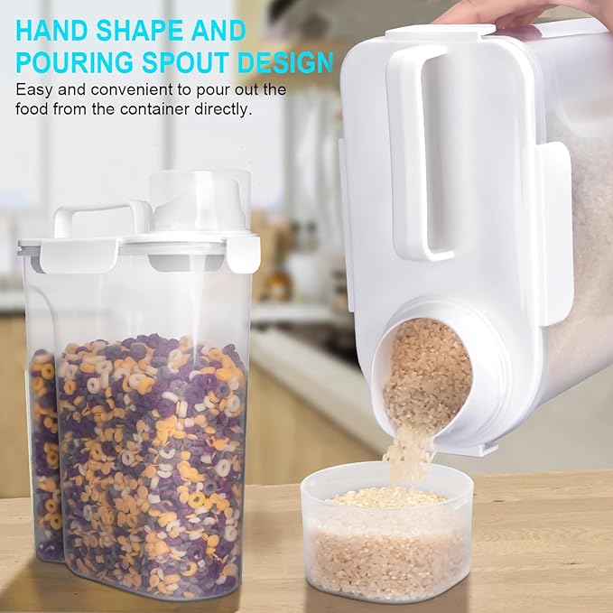 Uppetly Rice Airtight Dry Food Storage Containers 10Lbs, BPA Free Plastic Storage Bin Dispenser with Pourable Spout, Portable Handle, Kitchen Pantry Organization for Cereal, Flour and Baking Supplies