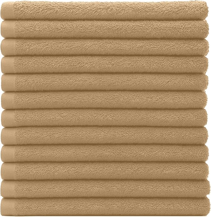 DAN RIVER Kitchen Bar Mops,Pack of 12,16 by 19 Inches,100% Cotton Super Absorbent,Multi-Purpose Cleaning Towels for Home and Kitchen Bars-Tan