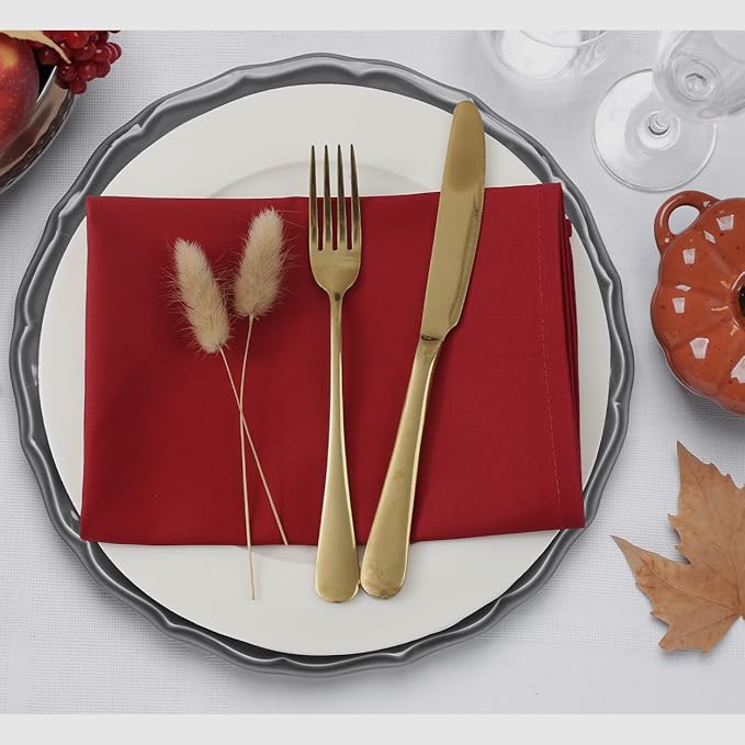 Red Cloth Napkins Set of 6,Thick Cloth Napkins 18x18 inch，100% Cotton Dinner Napkins,Christmas Table Decorations,Everyday Use,Hotel,Resraurants,Comfortable Washable,Reusable (Dark Red)