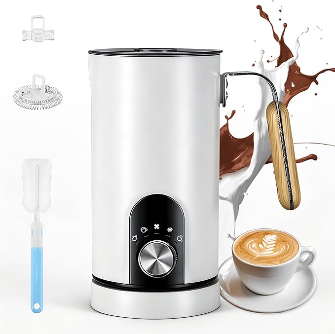 2026 Upgraded Milk Frother and Steamer, 19.9 OZ Detachable Milk Frother for Coffee with Temperature Display, 5 in 1 Large Capacity Automatic Warm and Cold Foam Maker for Coffee, Latte, Cappuccino