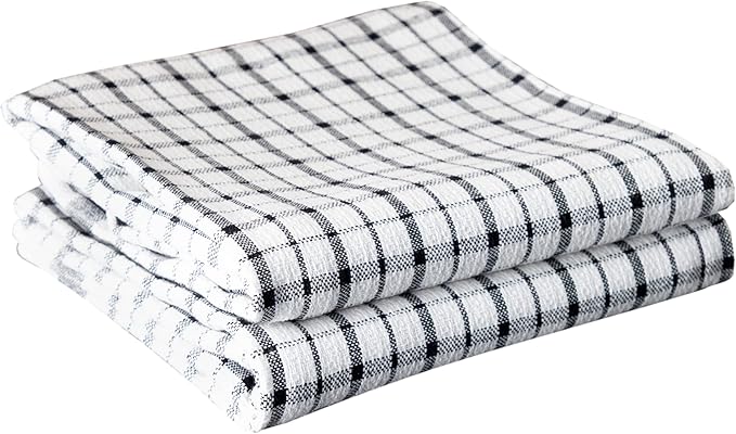 Ritz Wonder Towels, 30" x 20", 100% Cotton Kitchen Towels, Highly Absorbent, Large Size, Finely Woven, Lint Free, Streak Free Cleaning, Easy Care Towel Set, 2-Pack, Black