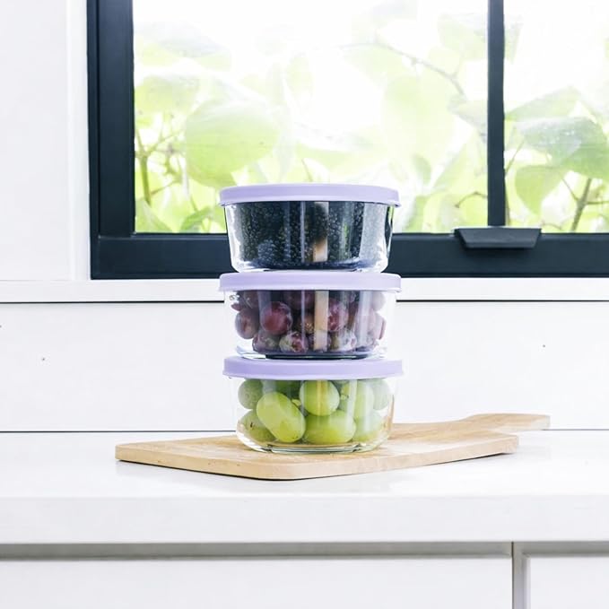 DURA LIVING 12-Piece Glass Food Storage Containers Set (6 Containers + 6 BPA-Free Lids) | 2-Cup, Leakproof | Microwave, Freezer, Oven & Dishwasher Safe | Ideal for Meal Prep & Pantry Organization