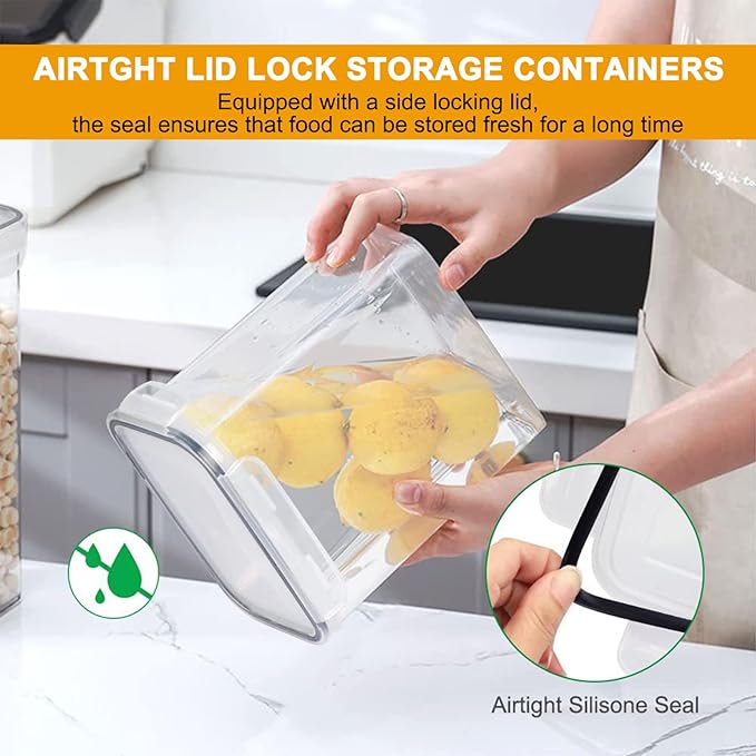 stusgo 28 Pack Airtight Food Storage Containers with Lids, BPA Free Clear Pantry Storage Container for Kitchen Food Pantry Organizers and Storage, Plastic Pantry Organiser for Cereal,Flour and Sugar
