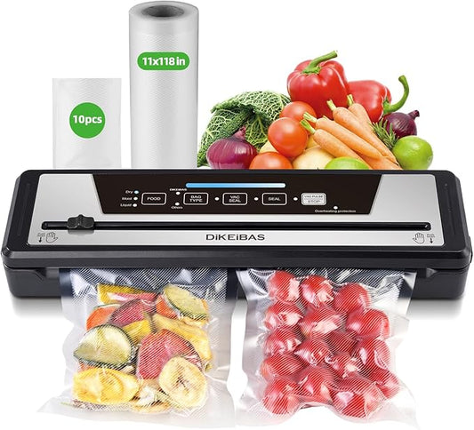 Vacuum Sealer Machine | Powerful 85kPa Suction | Bags and Cutter Included | Compact One-Touch Automatic Food Sealer with External Vacuum System | Preserve Freshness, Prevent Freezer Burn