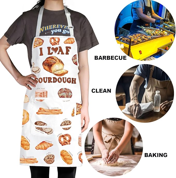 JNIAP Bread Baking Apron Bread Baker Aprons i Loaf Sourdough Baking Mom Gifts Baking Master Apron