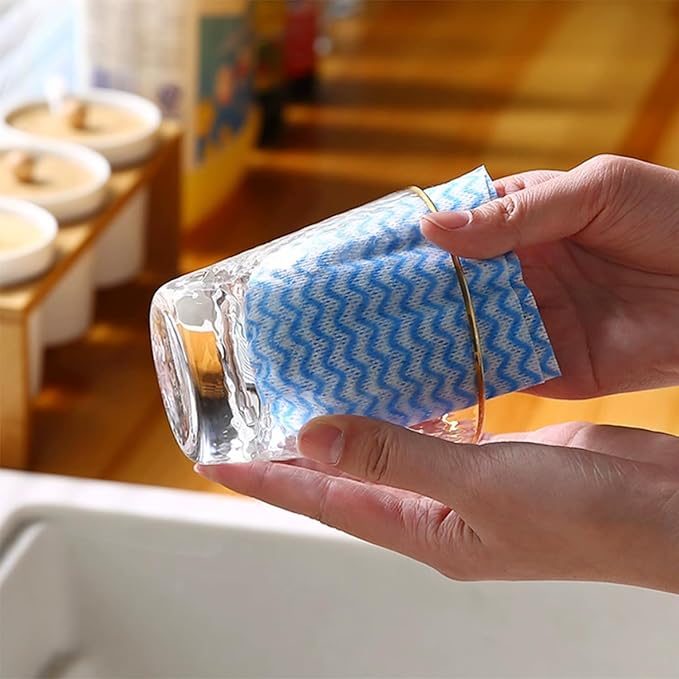 Blue Disposable Kitchen Cleaning Towel Heavy Duty Cleaning Rags Disposable Dish Cloths 100 Count/Pack