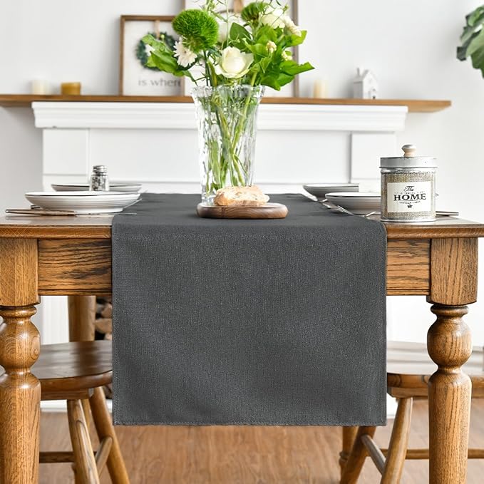 Artoid Mode Grey Table Runner, Seasonal Washable Kitchen Dining Table Decoration for Home Party Decor 13x108 Inch