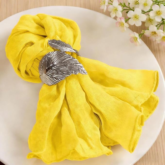 MLMC 24 Pack Yellow Cheesecloth Napkins Washable Cloth Napkins 21"x21" Boho Reusable Dinner Napkins in Bulk for Back to School Bridal Baby Shower Events Table Decor