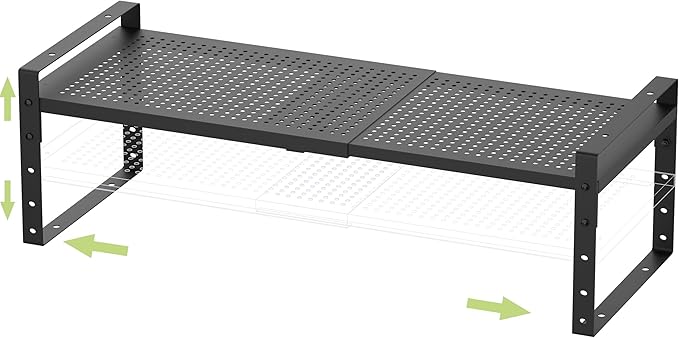Jojocross Expandable Stackable Aadjustable Shoe Rack Pantry Shelf for Kitchen Cabinets Counter Shelves Countertop Cupboard Storage Solution,Sturdy Heavy-Duty Metal Construction(1Pack/Black/Medium)