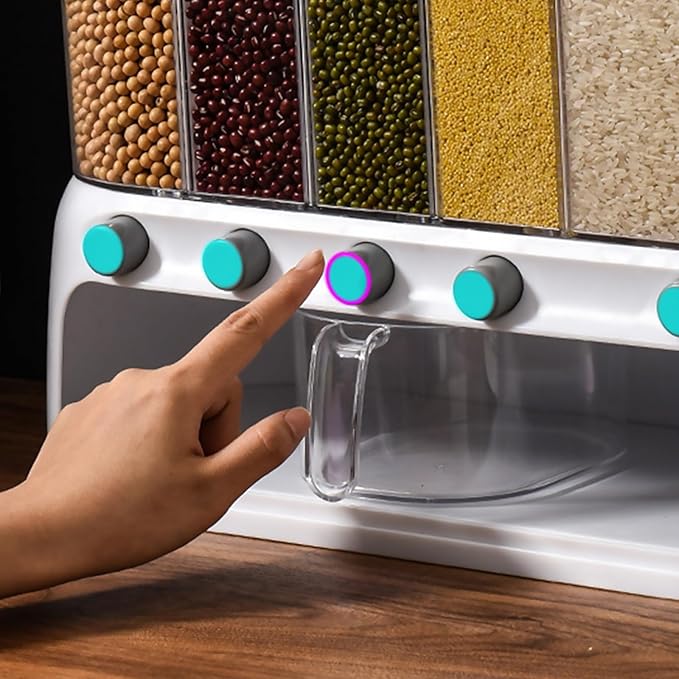 Grain Storage Container Dispenser | 12L/25Lbs Rice Dispenser | Counter Top Cereal Grain Food Dispensers | Dispensador de Granos para Cocina | Kitchen Storage Containers With Measuring Cup For Grains S