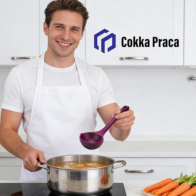 Left Handed Pakkawood Deep Soup Ladles with Spout | 10 inch Pakkawood Ladle | Big Soup Wood Ladle for Cooking | Wooden Spoons for Cooking | Wood Kitchen Utensil | Byzantium