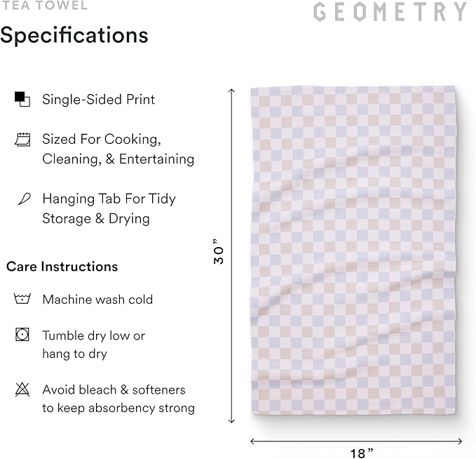 GEOMETRY Kitchen Tea Towels - Quick Dry Microfiber Dish Towels for Kitchen - Ensemble Neutre 18" x 30" - 2 Pack