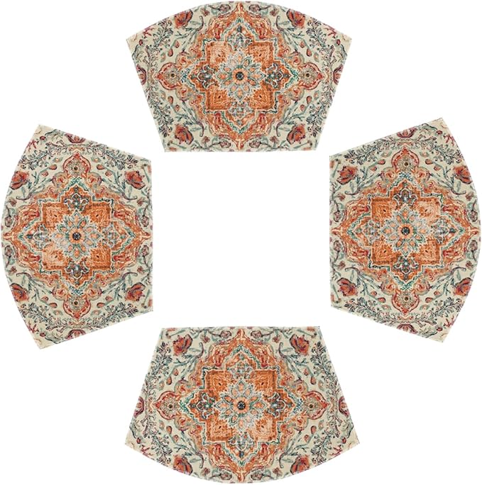 Artoid Mode Farmhouse Bohemian Wedge Shaped Placemats Set of 4, Seasonal Home Dining Table Mat for Round Table