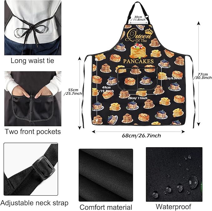 PXTIDY Pancake Inspired Gift Queen Of The Pancake Cooking Baking Apron Culinary Student Gift Bakery Apron