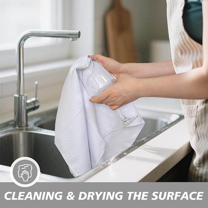 SINLAND Microfiber Kitchen Towel Premium Sublimation Blank Towels Fast Drying Tea Towel Polyester Dish Towels for Drying Dishes 20 Inch X 28 Inch 10 Pack White